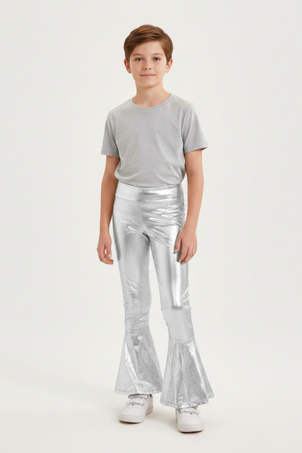 Pantalon Patte D'Éléphant Argenté Brillant Métallique Enfant - Polyester