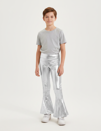Pantalon Patte D'Éléphant Argenté Brillant Métallique Enfant - Polyester