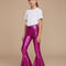 Pantalon Patte D'Éléphant Métallisé Fuchsia Brillant Évasé Fille - Rose Polyester