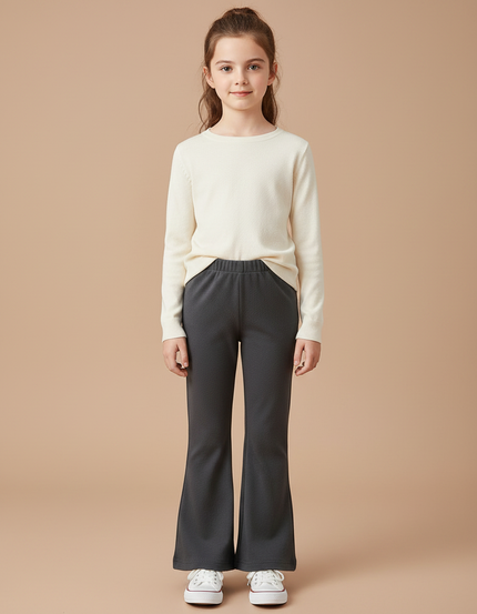 Pantalon Patte D'Éléphant Gris Uni Confortable Enfant - Molleton