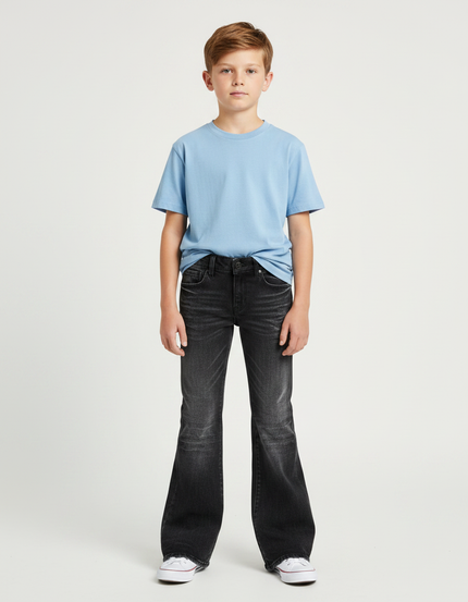 Pantalon Patte D'Éléphant Noir Délavé Ample Enfant Baggy - Jean