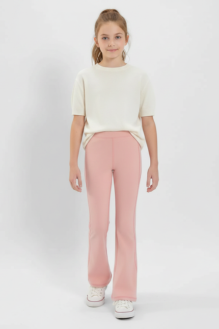 Pantalon Patte D'Éléphant Rose Confortable Fille Décontracté - Polyester