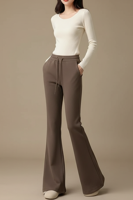 Femme Pantalon Patte D Éléphant - Marron Molleton