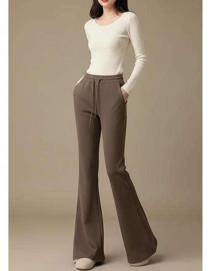 Femme Pantalon Patte D Éléphant - Marron Molleton