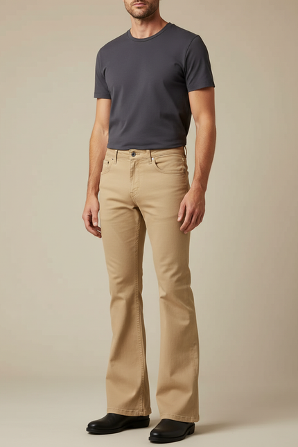 Pantalon Beige Patte D'éléphant - Gabardine