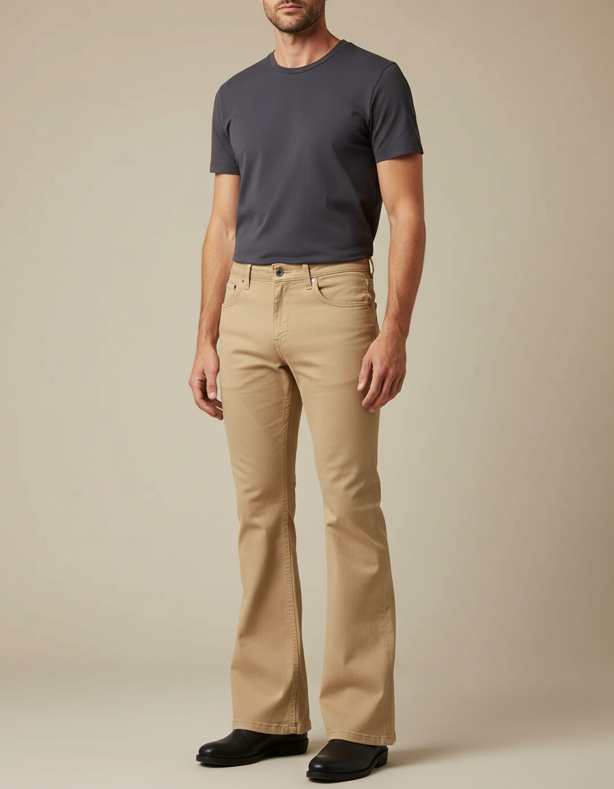 Pantalon Beige Patte D'éléphant - Gabardine