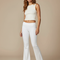 Pantalon Patte D'Éléphant Blanc Évasé Taille Basse Fluide - Polyester