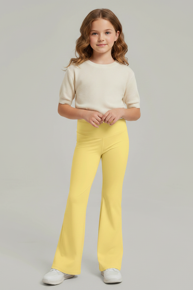 Pantalon Patte D'Éléphant Jaune Vif Évasé Confortable Enfant - Polyester
