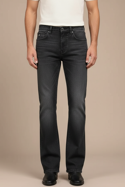 Pantalon Patte D'Éléphant Noir Denim Classique Confortable Homme - Jean