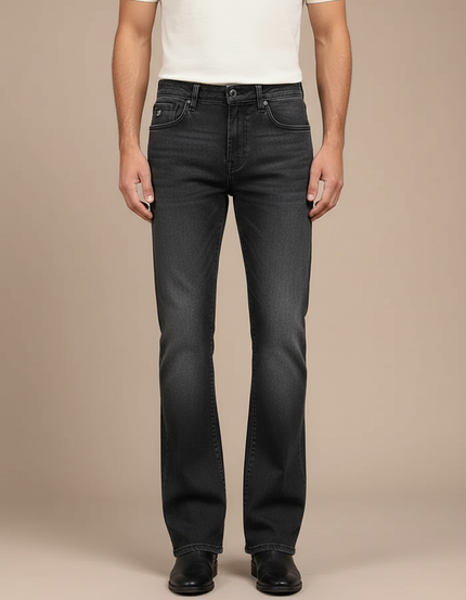 Pantalon Patte D'Éléphant Noir Denim Classique Confortable Homme - Jean