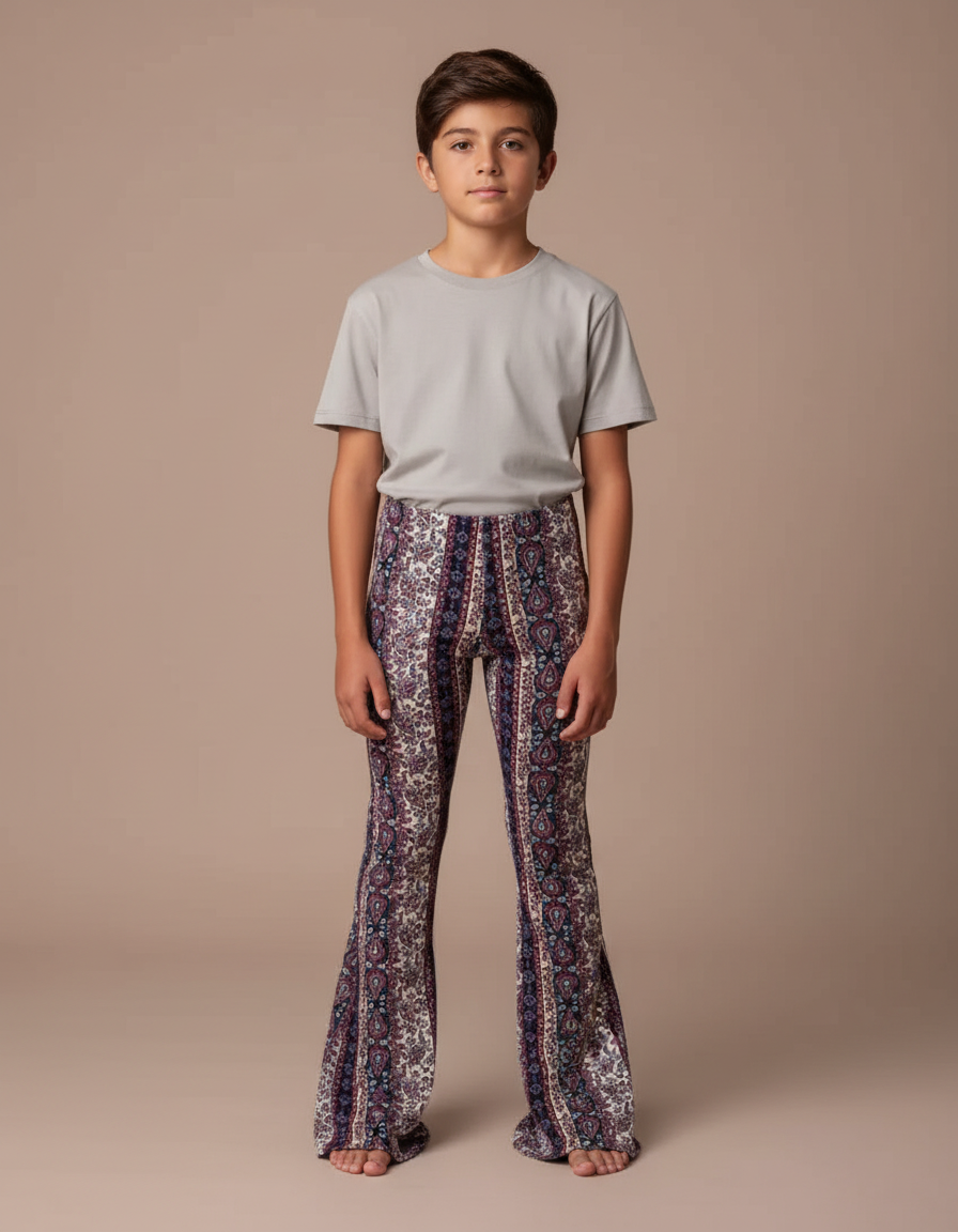 Pantalon Patte D'Éléphant Imprimé Paisley Élastique Confortable Enfant - Maille