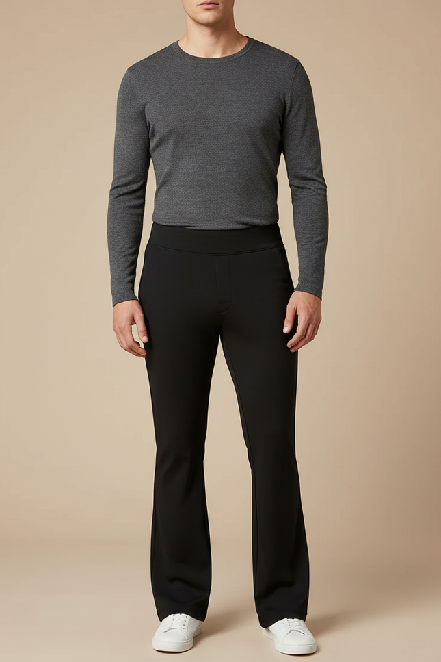 Pantalon Patte D'Éléphant Noir Homme Évasé Confortable - Polyester
