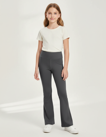 Pantalon Patte D'Éléphant Gris Taille Haute Évasé Confortable - Polyester