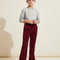 Pantalon Patte D'Éléphant Velours Rouge Bordeaux Évasé Élégant