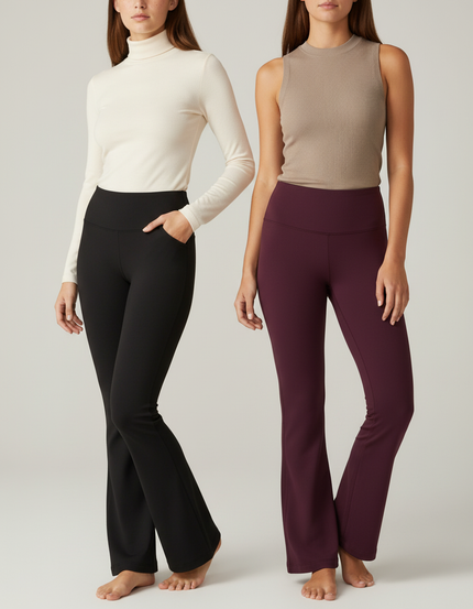Pantalon Patte D'Éléphant Noir Bordeaux Confortable Évasé Fluide - Polyester