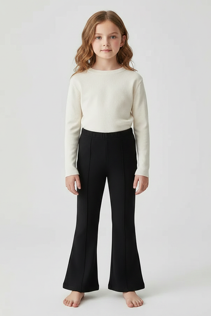 Pantalon Patte D'Éléphant Noir Ajusté Confortable Enfant - Maille