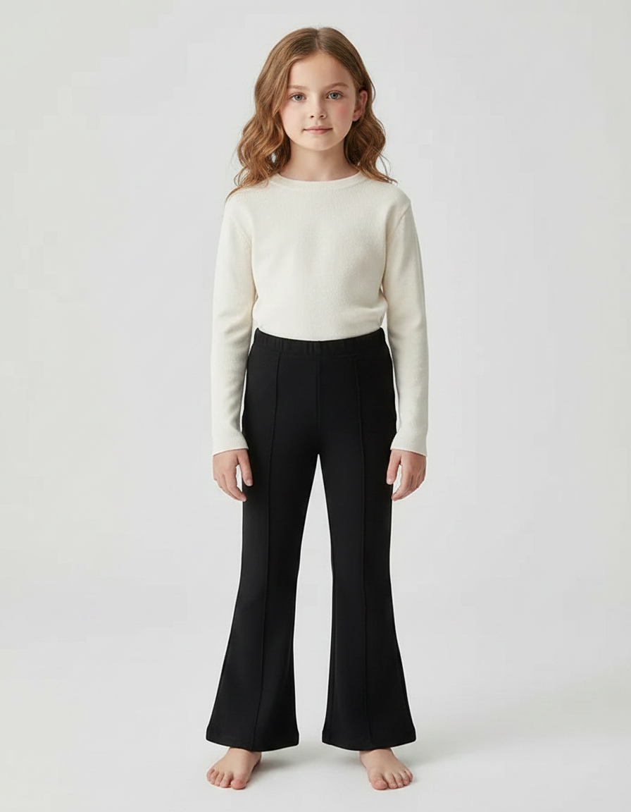 Pantalon Patte D'Éléphant Noir Ajusté Confortable Enfant - Maille