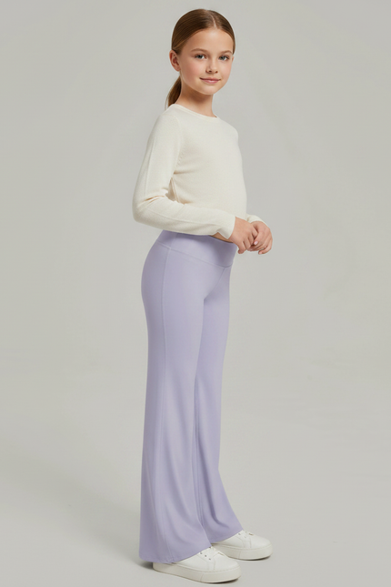 Pantalon Patte D'Éléphant Lilas Évasé Fluide Confortable Fille - Violet Maille