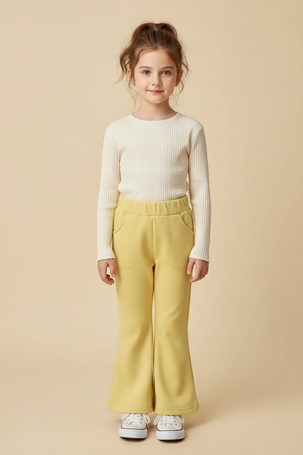 Pantalon Patte D'Éléphant Jaune Confortable Côtelé Enfant - Molleton