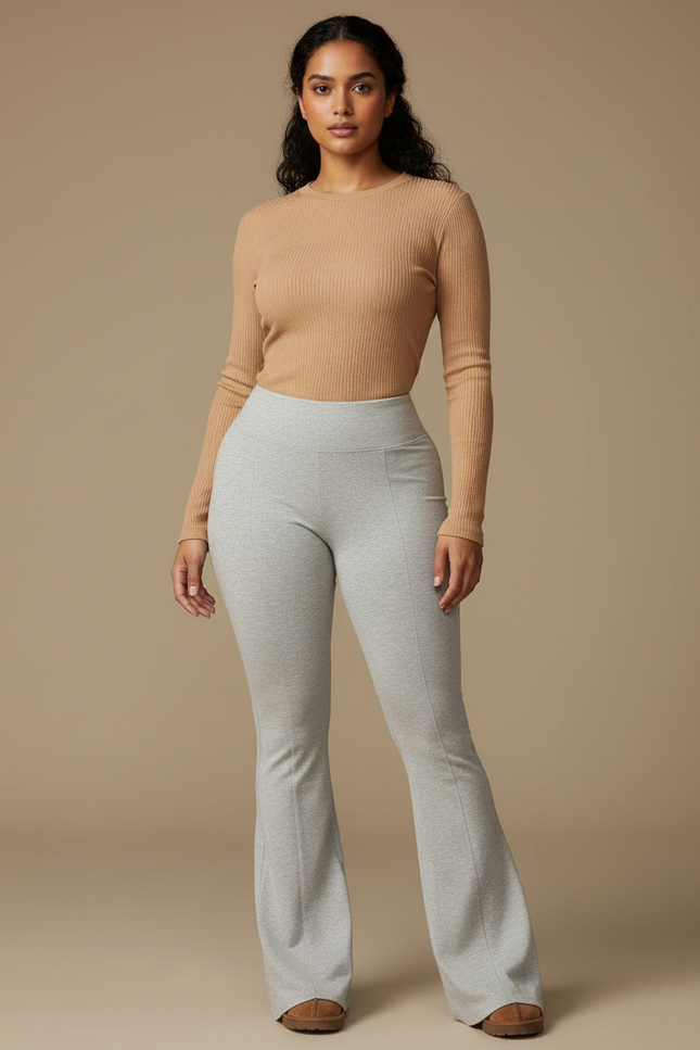 Pantalon Patte D'éléphant Femme Ronde - Gris Molleton