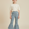 Pantalon Patte D'Éléphant Fille Côtelé Bleu Élastique Décontracté - Maille