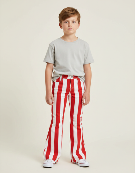 Pantalon Patte D'Éléphant Rayé Rouge Blanc Évasé Enfant - Multicolore Jean