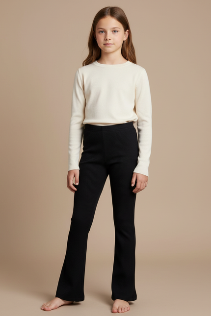 Pantalon Patte D'Éléphant D'éléphant Fille Noir D'éléphant D'éléphant Flare D'éléphant Stretch D'éléphant Annee 70 - Maille