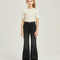 Pantalon Patte D'Éléphant Noir Jean Taille Haute Fille