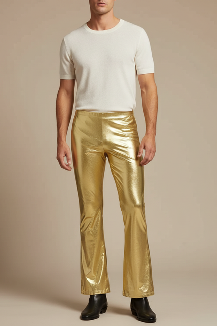 Pantalon Patte D'éléphant Brillant - Doré Polyester