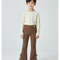 Pantalon Patte D'Éléphant Marron Côtelé Évasé Nœuds Enfant - Maille