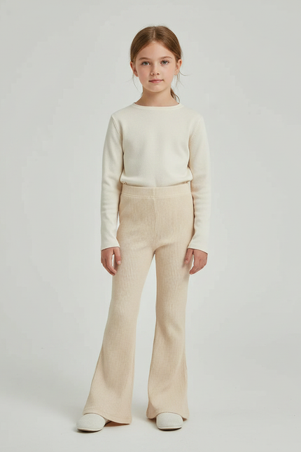 Pantalon Patte D'Éléphant Côtelé Beige Évasé Confortable Doux - Cordé
