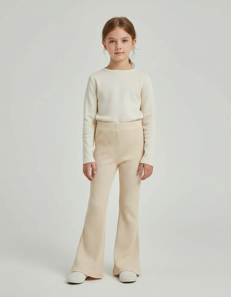 Pantalon Patte D'Éléphant Côtelé Beige Évasé Confortable Doux - Cordé