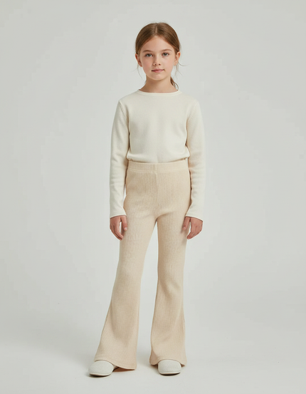 Pantalon Patte D'Éléphant Côtelé Beige Évasé Confortable Doux - Cordé