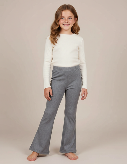 Pantalon Patte D'Éléphant Gris Côtelé Évasé Enfant - Maille