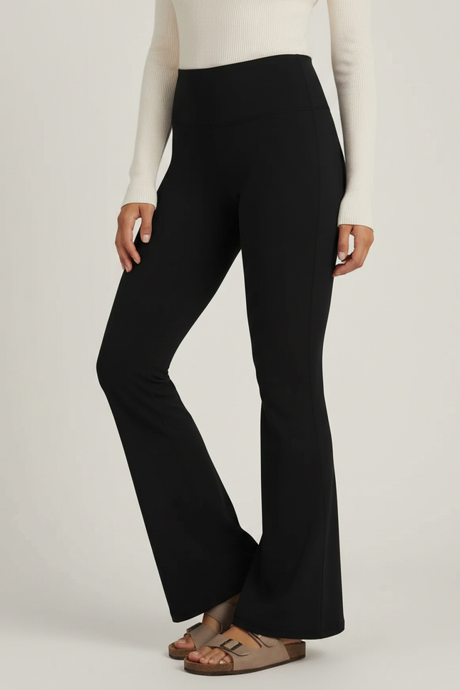 Pantalon Patte D'Éléphant Noir Taille Haute Confortable Évasé - Polyester