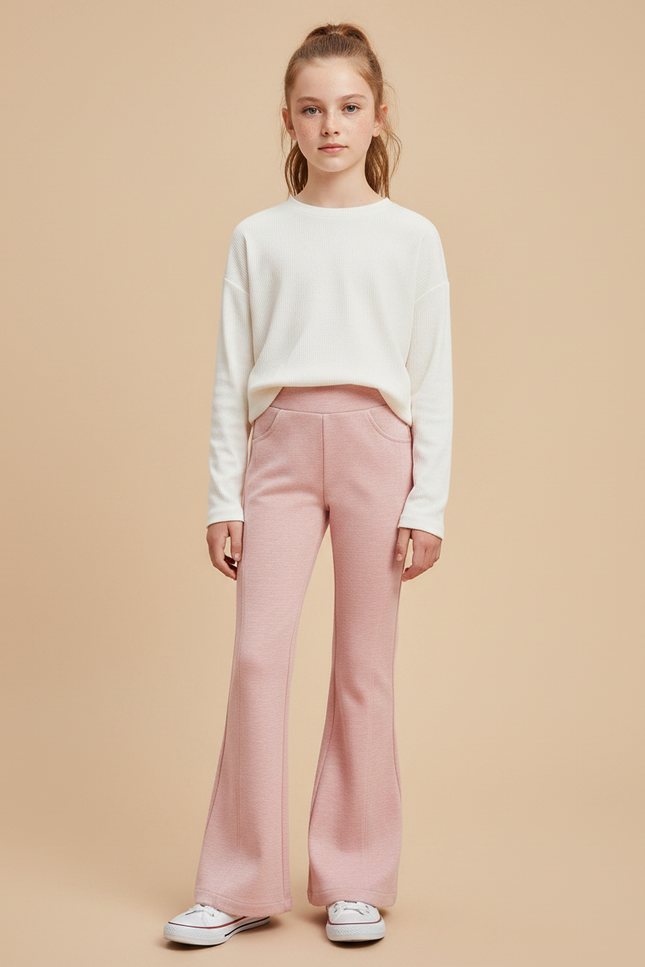 Pantalon Patte D'Éléphant Rose Confortable Fille Élastique Décontracté - Molleton