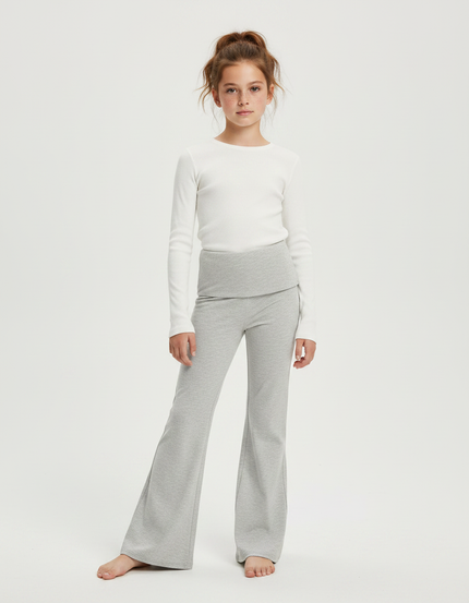 Pantalon Patte D'Éléphant Gris Chiné Évasé Confortable Doux - Molleton