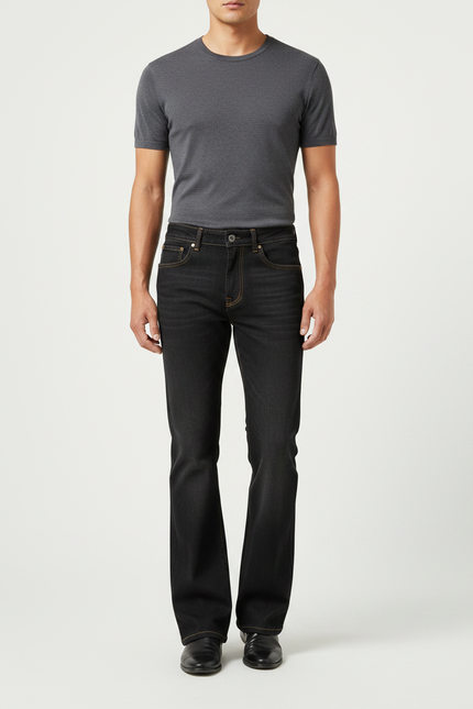 Pantalon Patte D'Éléphant Noir Jean Confortable Homme Décontracté