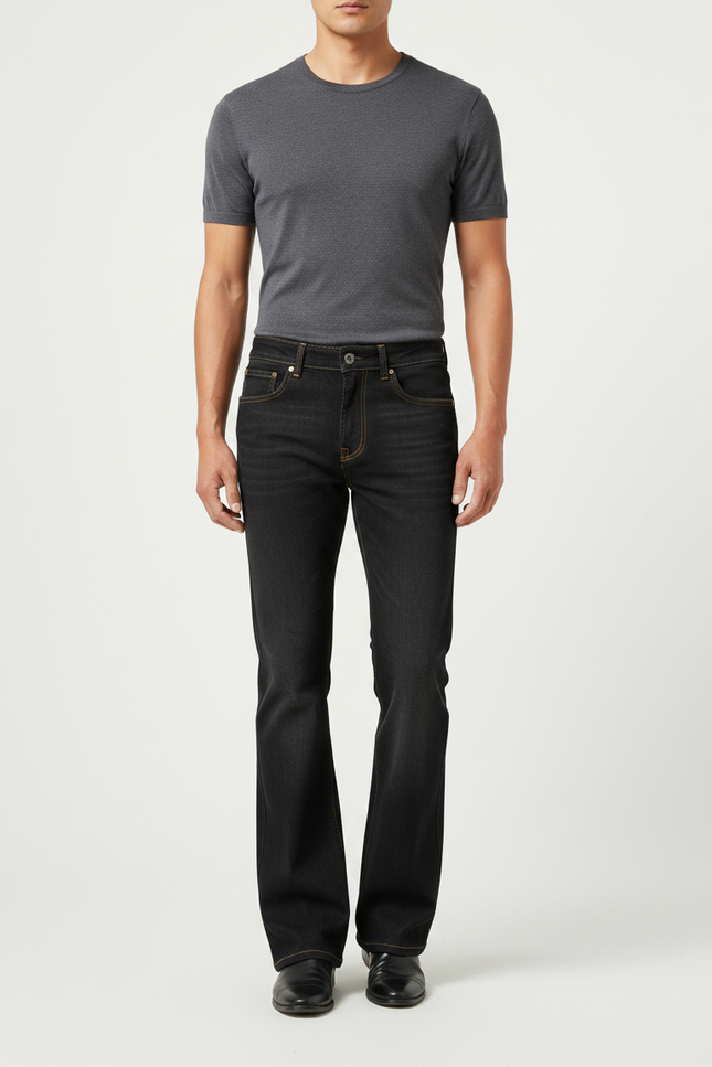 Pantalon Patte D'Éléphant Noir Jean Confortable Homme Décontracté