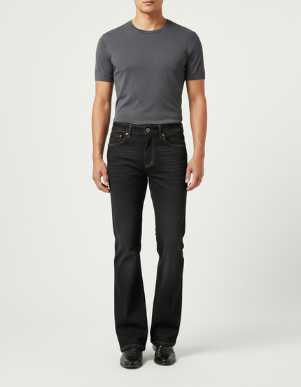 Pantalon Patte D'Éléphant Noir Jean Confortable Homme Décontracté