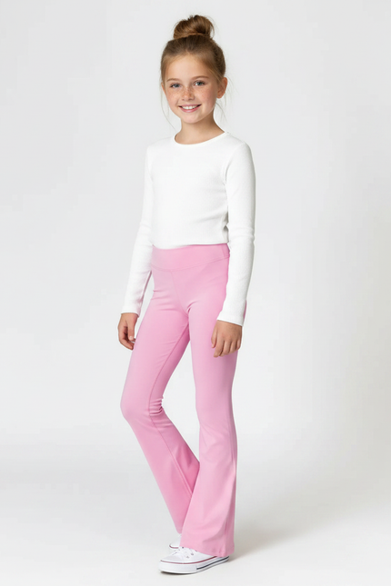 Pantalon Patte D'Éléphant Rose Évasé Confortable Fille - Maille