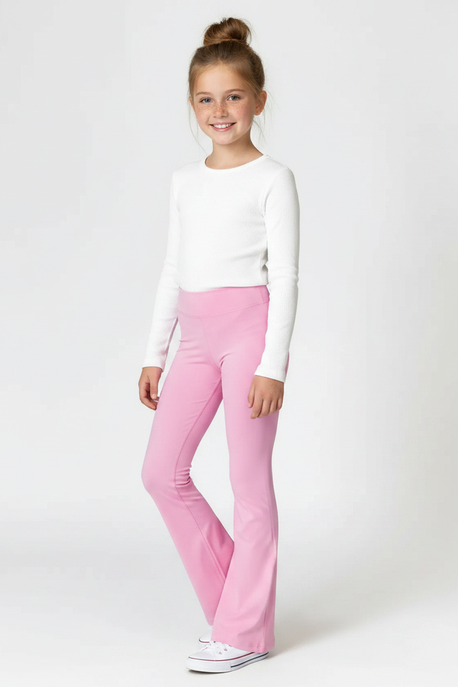 Pantalon Patte D'Éléphant Rose Évasé Confortable Fille - Maille