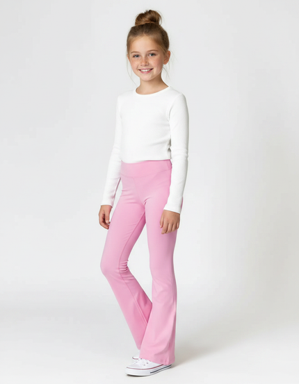 Pantalon Patte D'Éléphant Rose Évasé Confortable Fille - Maille