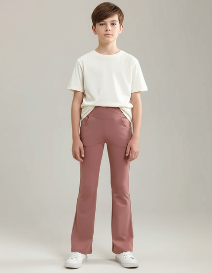 Pantalon Patte D'Éléphant Rose Poudré Taille Haute Confortable Enfant - Polyester