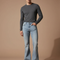 Pantalon Patte D'Éléphant Homme Bleu Clair Délavé Décontracté - Jean