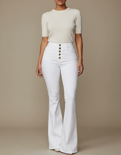 Pantalon Patte D'Éléphant Femme Blanc