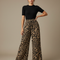 Pantalon Patte D'Éléphant Léopard Fluide Taille Haute - Imprimé Viscose