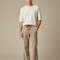 Pantalon Patte D'Éléphant Beige Côtelé Ample Décontracté Homme - Cordé