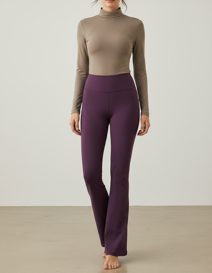 Pantalon Patte D'Éléphant Violet Taille Haute Évasé Stretch Confortable - Polyester