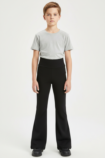 Pantalon Patte D'Éléphant Noir Élasthanne Taille Haute Confortable - Polyester